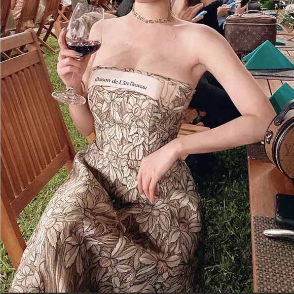 (last 1) Adelaide Luxury French tube top printed banquet party dress a line fox - Picture 3 of 8